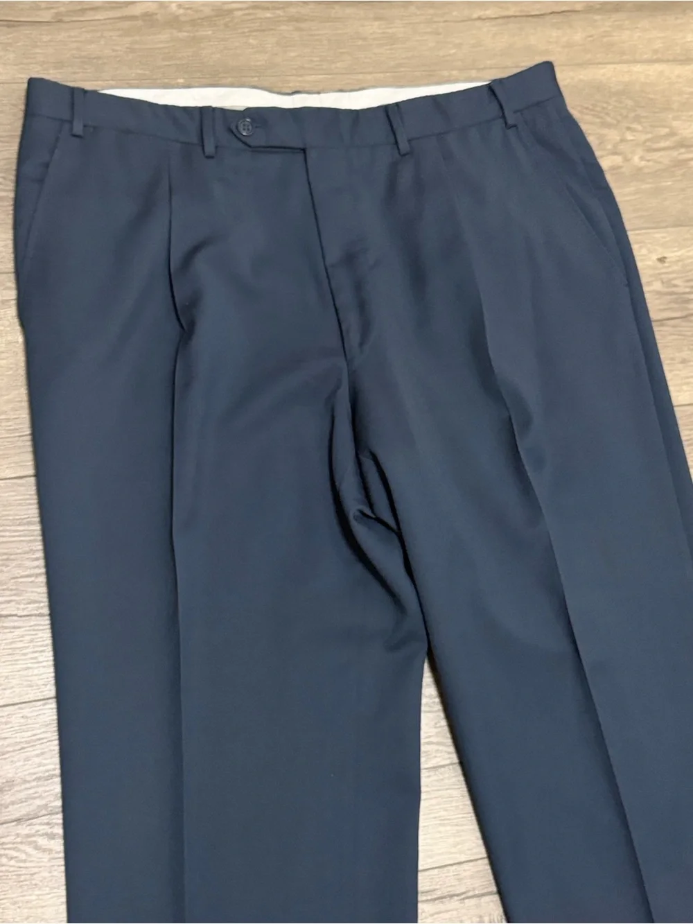CANALI 100% Wool Pleated Cuffed Dress Pants Trousers Mens Navy Blue IT 54 US 37
